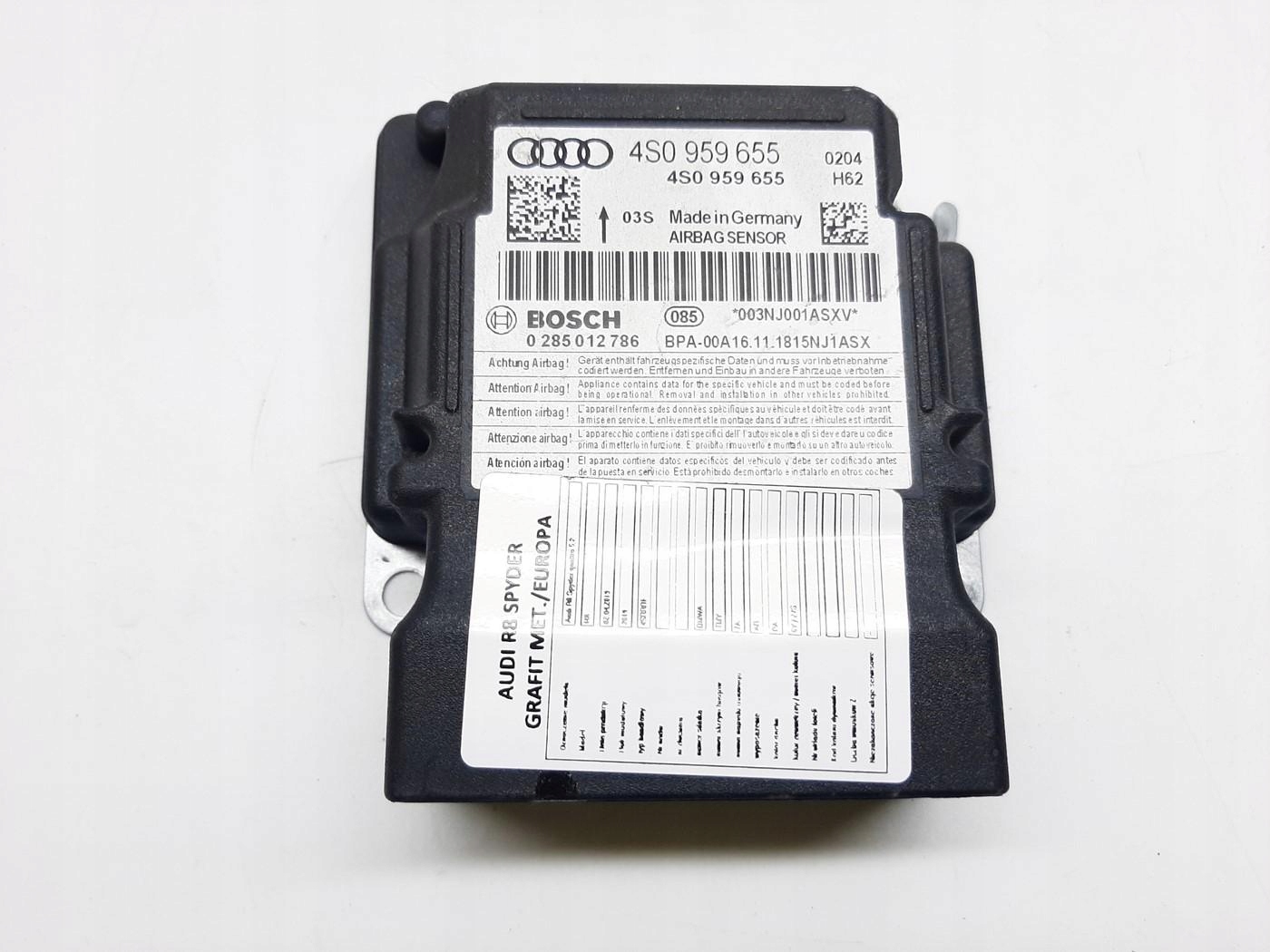 AUDI R8 II SPYDER QUATTRO 5.2 FSI 2018- SENSOR PODUSZEK AIRBAG 4S0959655