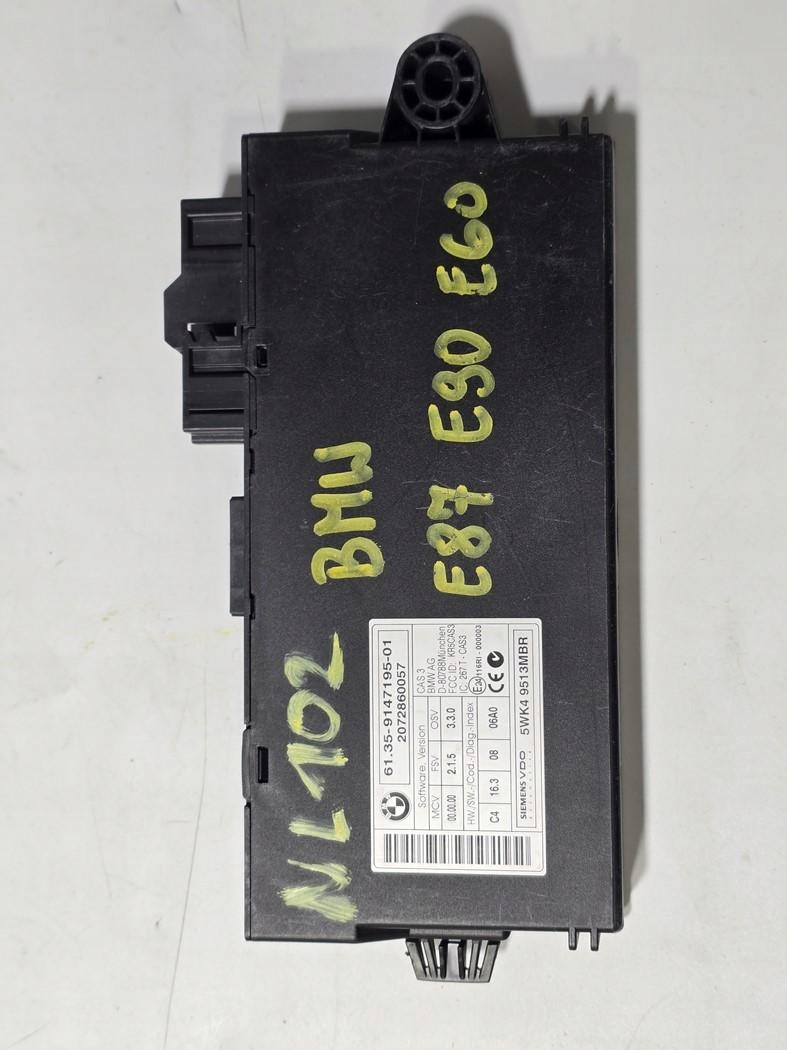BMW E60 E70 E87 E90 E91 E92 E93 MODUŁ STEROWNIK CAS 3 9147195 5WK49513MBR