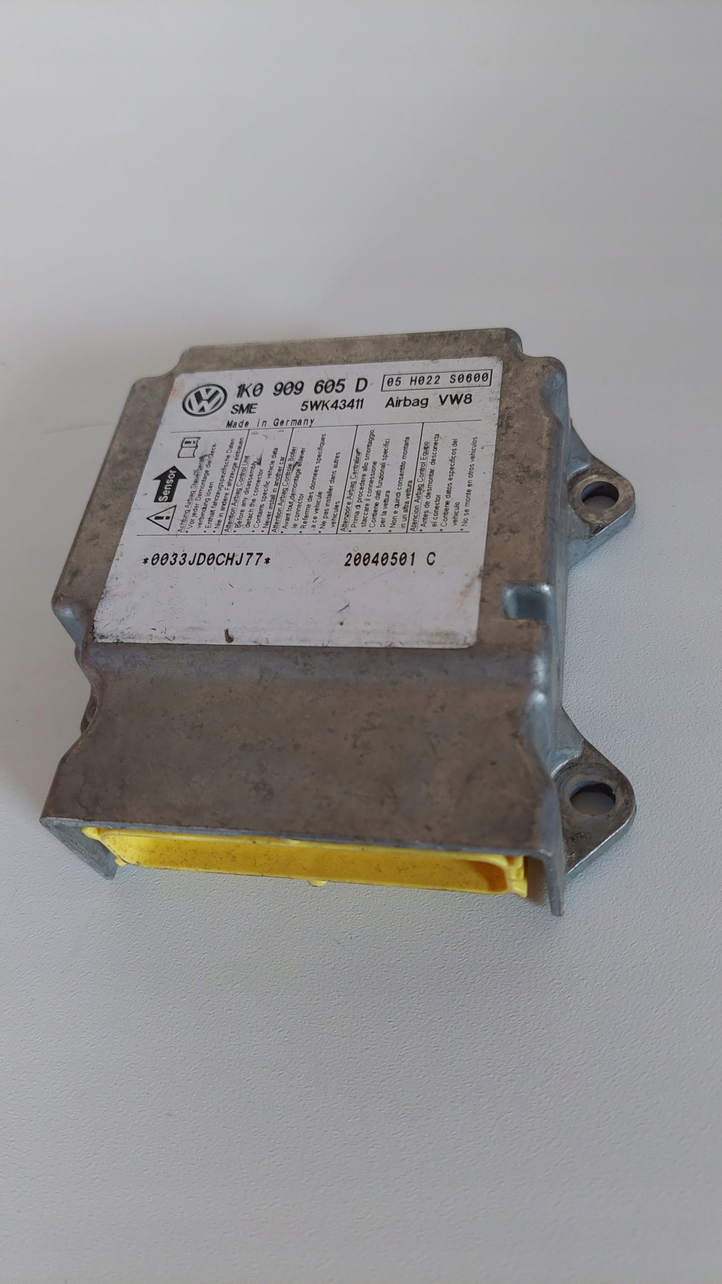 VW MODUŁ SENSOR STEROWNIK AIRBAG PODUSZEK POWIETRZNY 1K0909605D 5WK43411