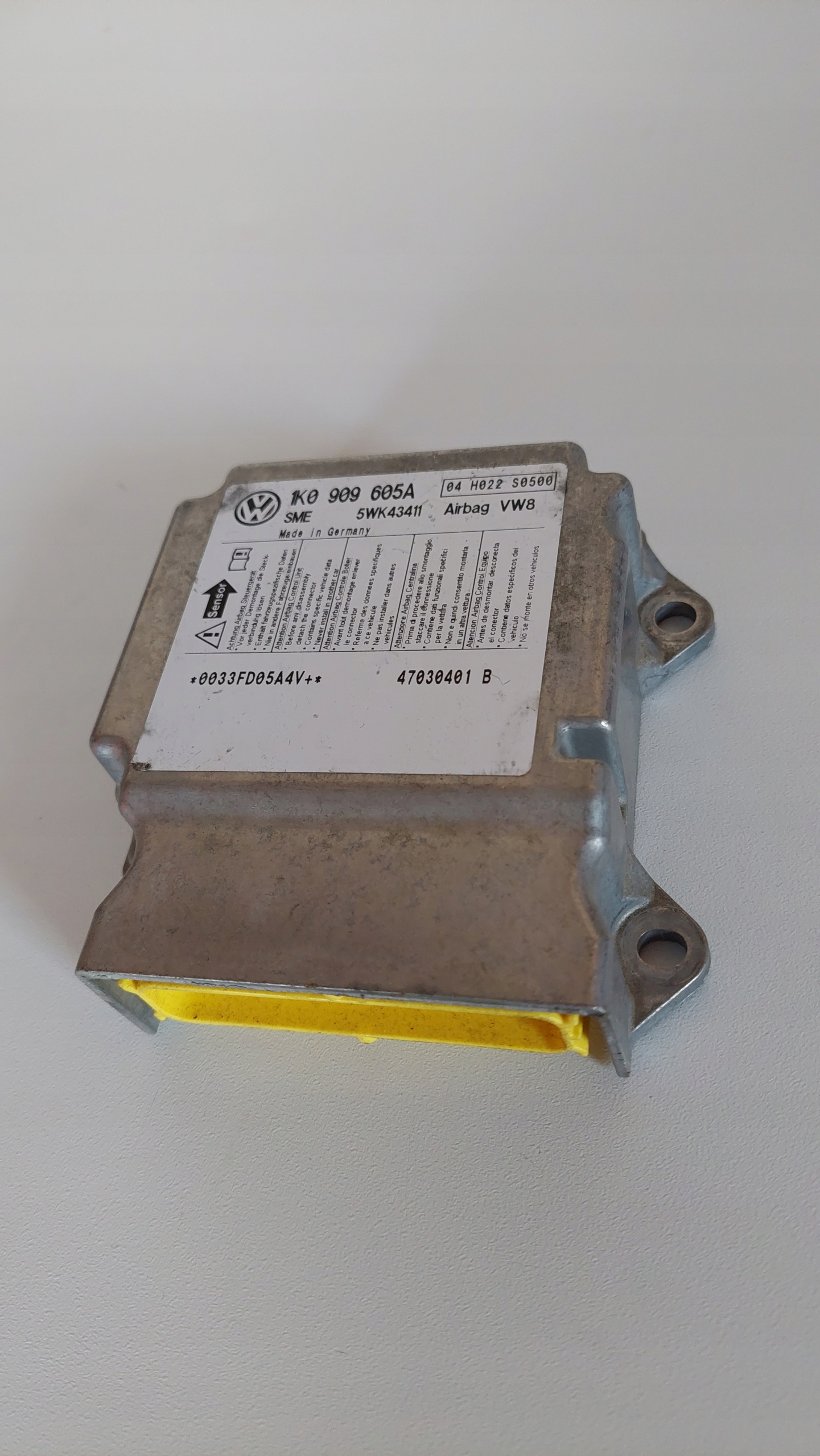 VW MODUŁ SENSOR STEROWNIK AIRBAG PODUSZEK POWIETRZNY 1K0909605A 5WK43411