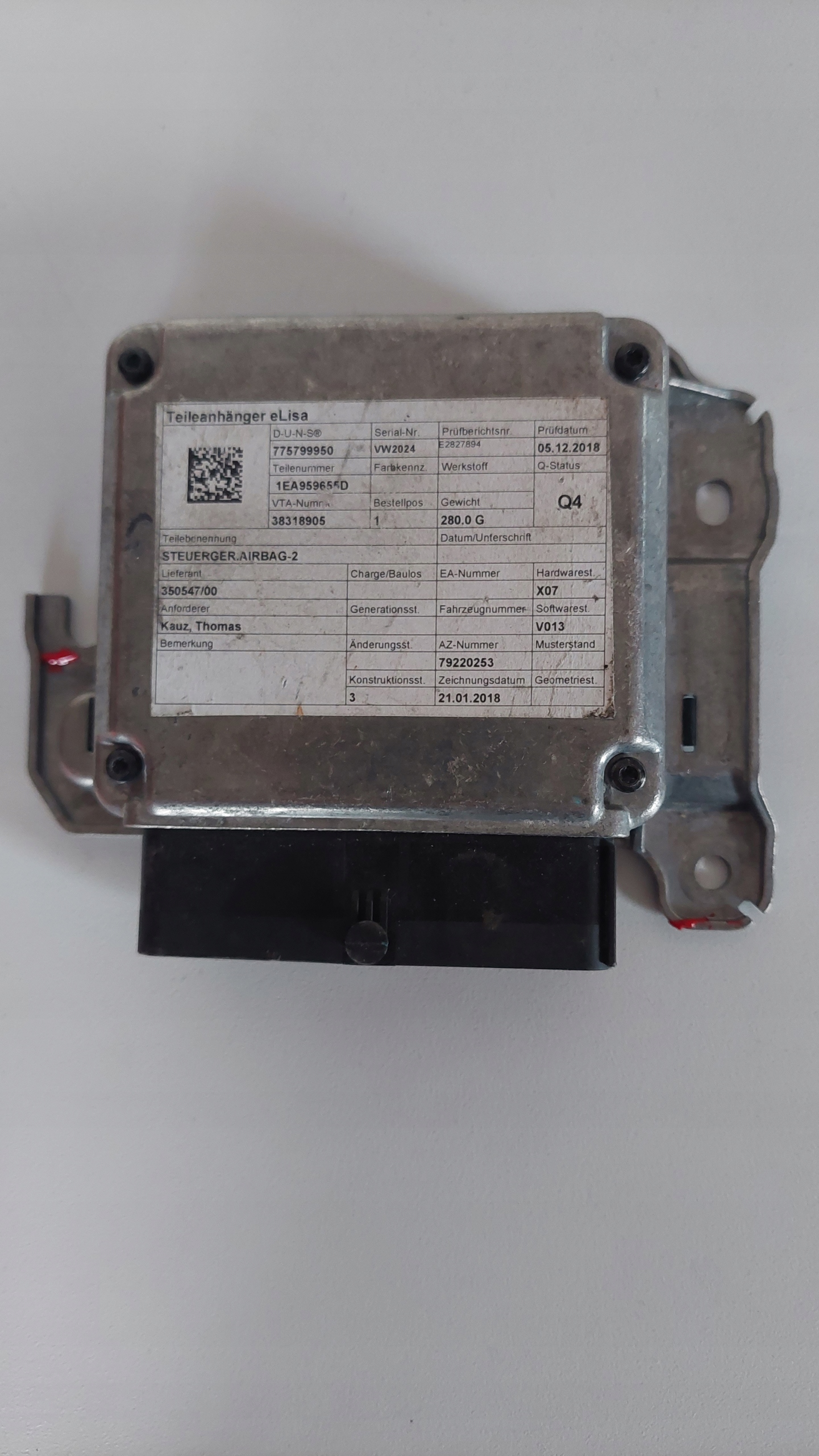 VW id.3 MODUŁ SENSOR STEROWNIK AIRBAG PODUSZEK 1EA959655D