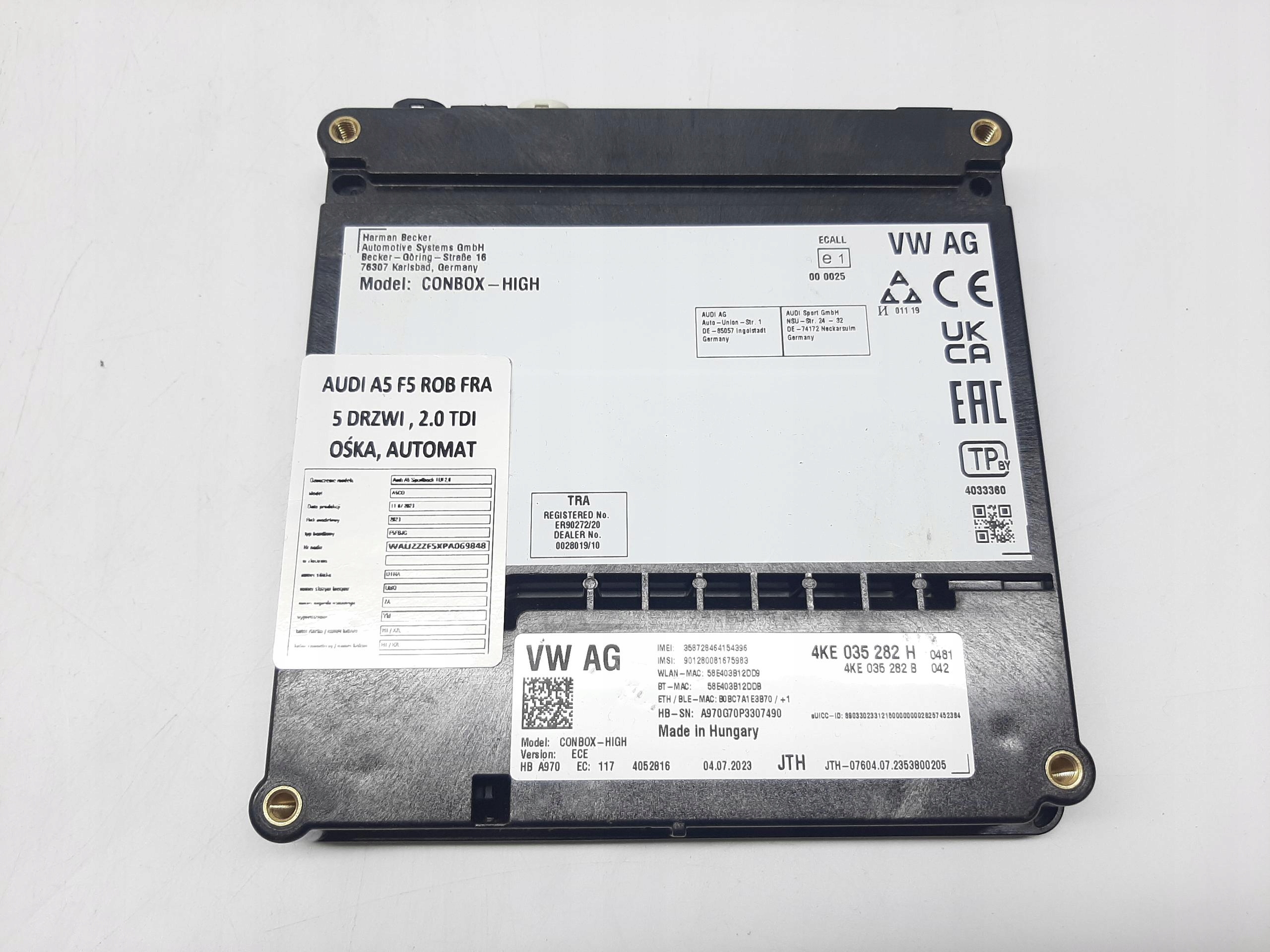 AUDI A5 SPORTBACK II LIFT 2021- MODUŁ STEROWNIK SOS 4KE035282H