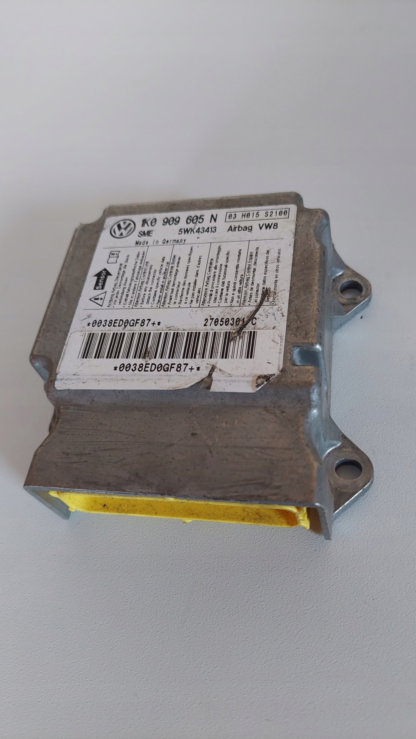 VW MODUŁ SENSOR STEROWNIK AIRBAG PODUSZEK POWIETRZNY 1K0909605N 5WK43413