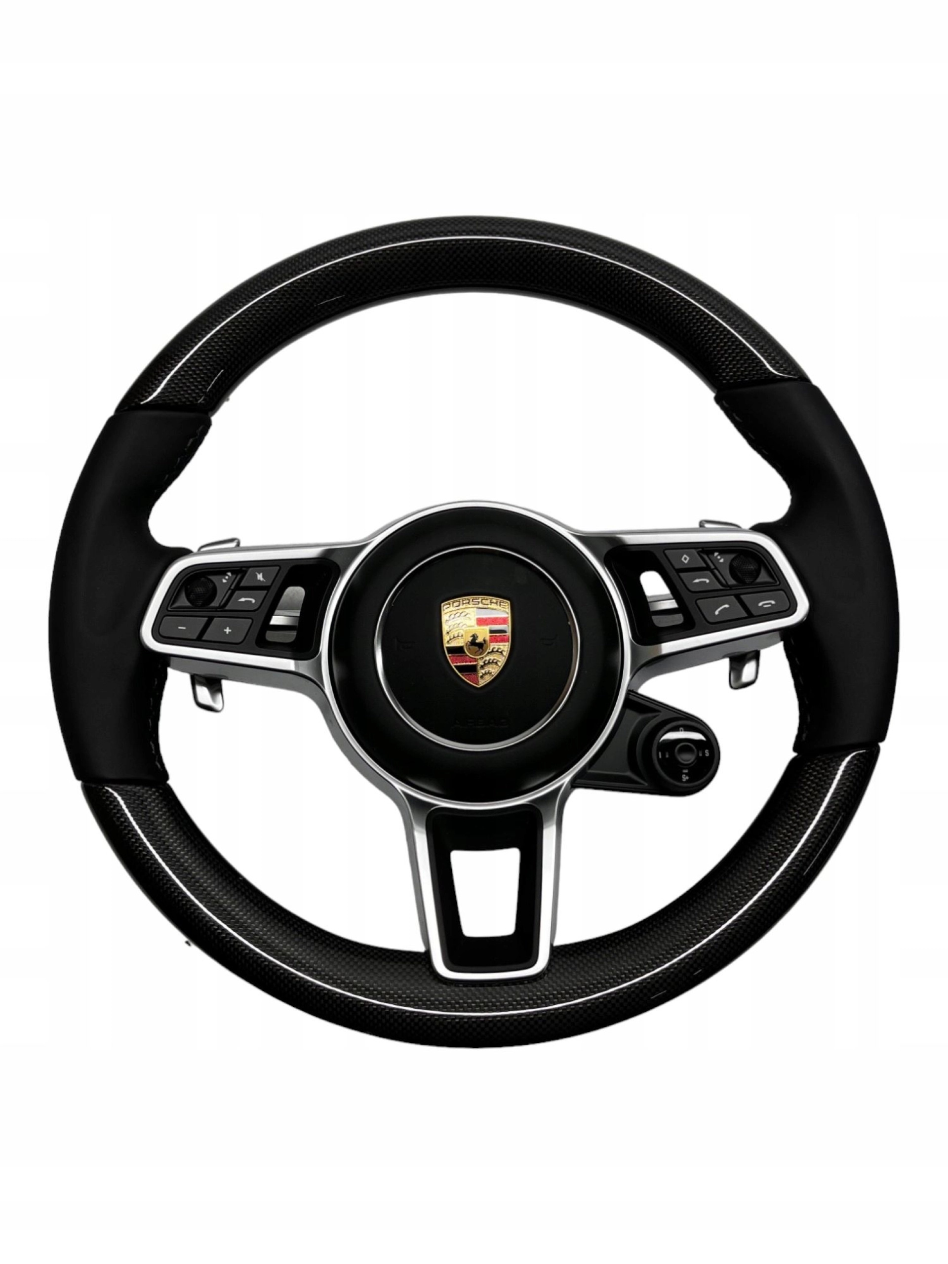 PORSCHE CAYENNE 18-24 KIEROWNICA SKÓRA CARBON ŁOPATKI 9Y0419091KG 971927198
