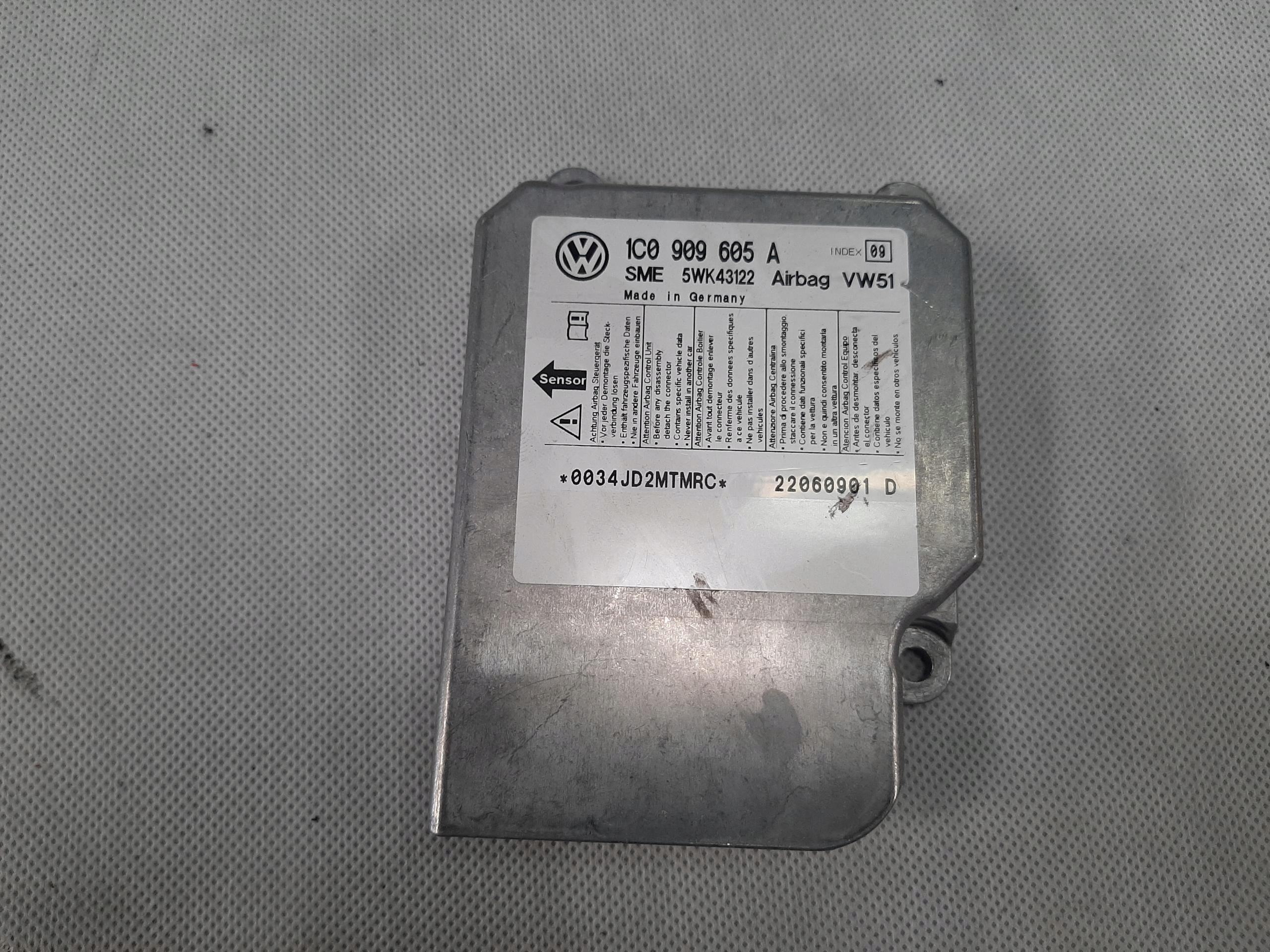 VW TRANSPORTER T5 MODUŁ SENSOR AIRBAG 1C0909605A