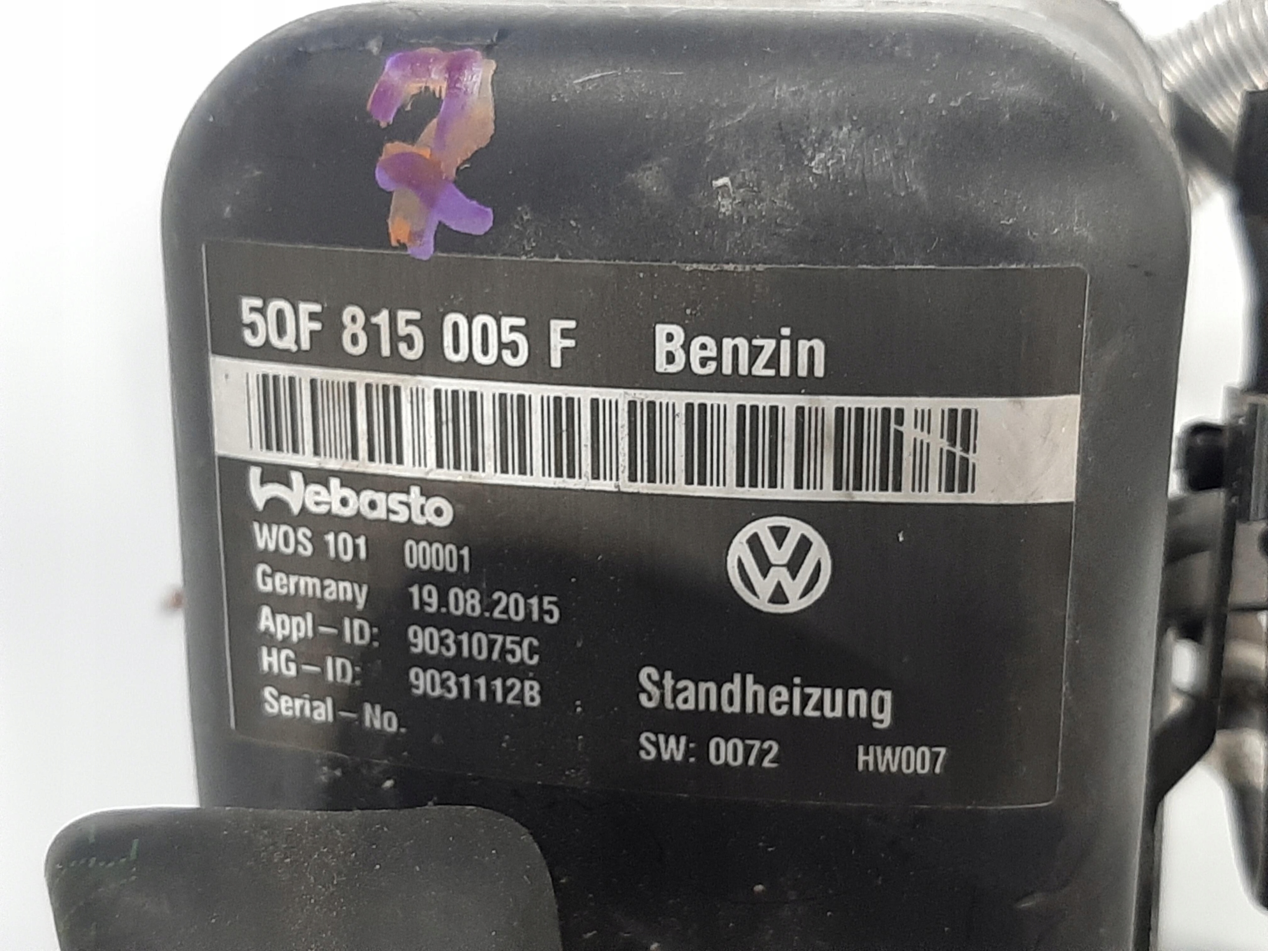 VW TIGUAN II 2016- WEBASTO OGRZEWANIE POSTOJOWE BENZYNA 5QF815005F - obrazek 4