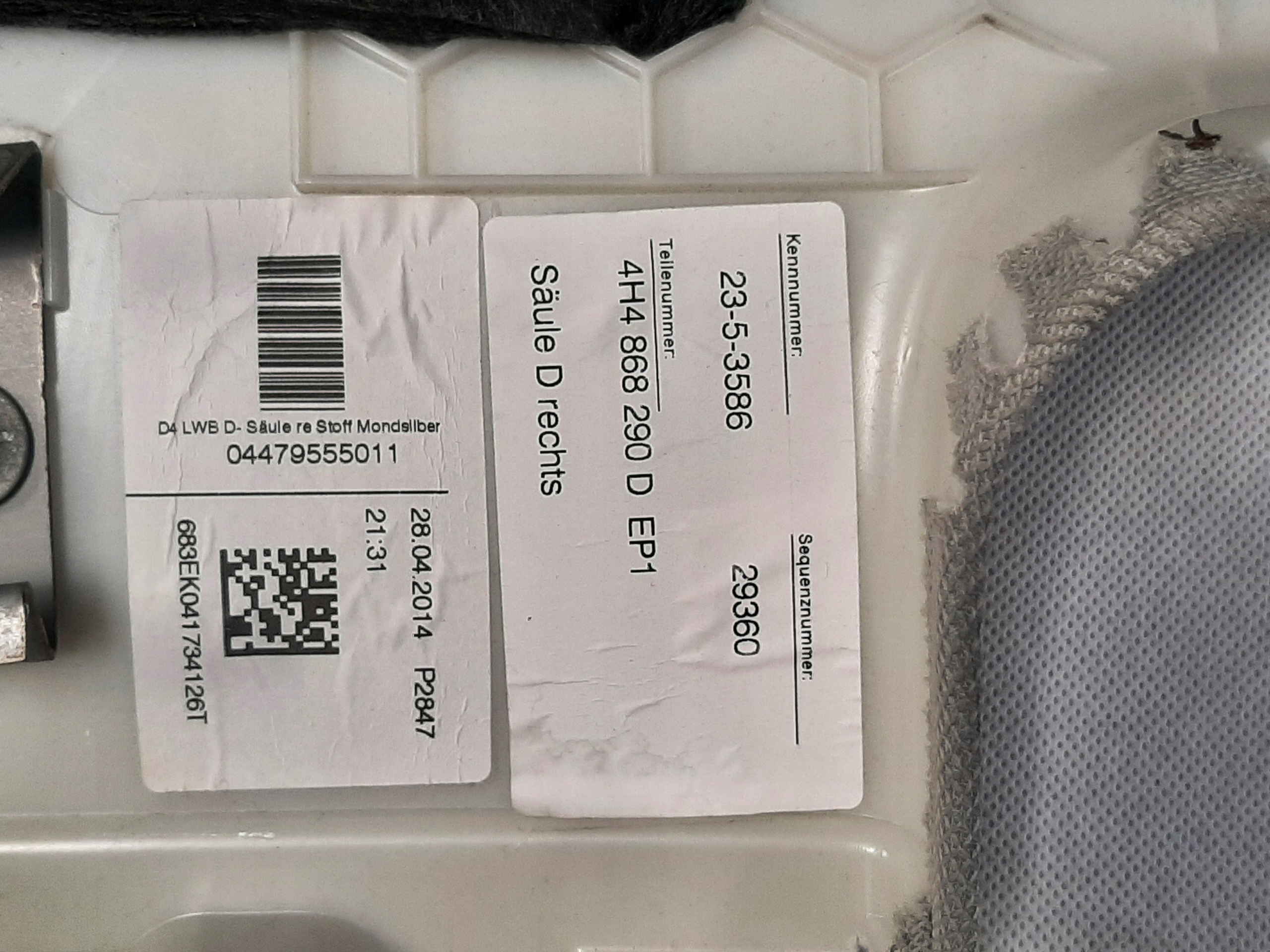 AUDI A8 D4 LIFT 2013- OSŁONA NAKŁADKA SŁUPKA PRAWA 4H4868290D - obrazek 3