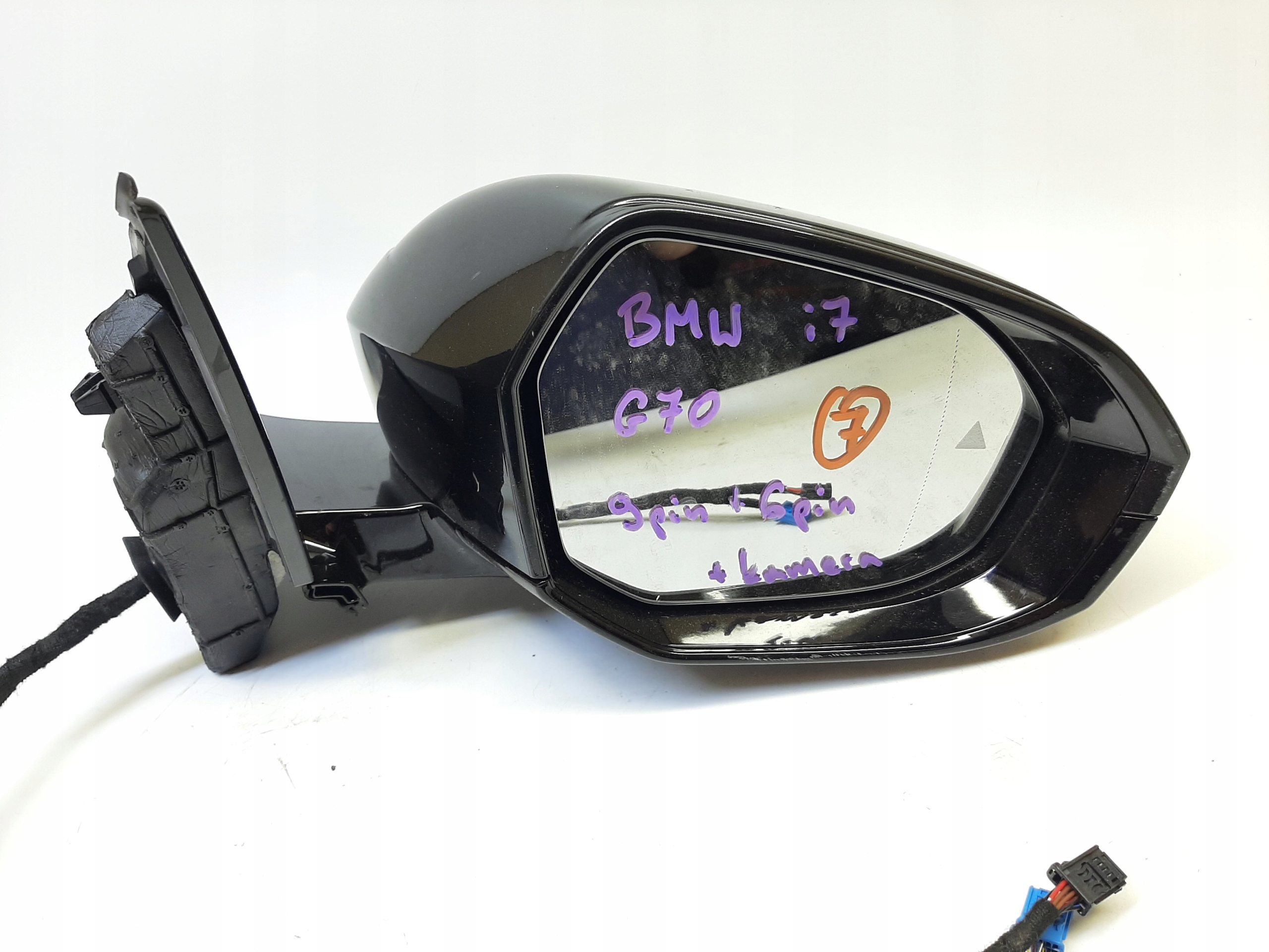 BMW i7 G70 LUSTERKO ZEWNĘTRZNE PRAWE 9 + 6 PIN KAMERA 06691264 - obrazek 2