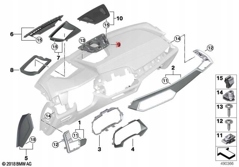 BMW G05 G06 G07 UCHWYT MOCOWANIE GŁOŚNIK KONSOLI 9399276 6809632 - obrazek 2
