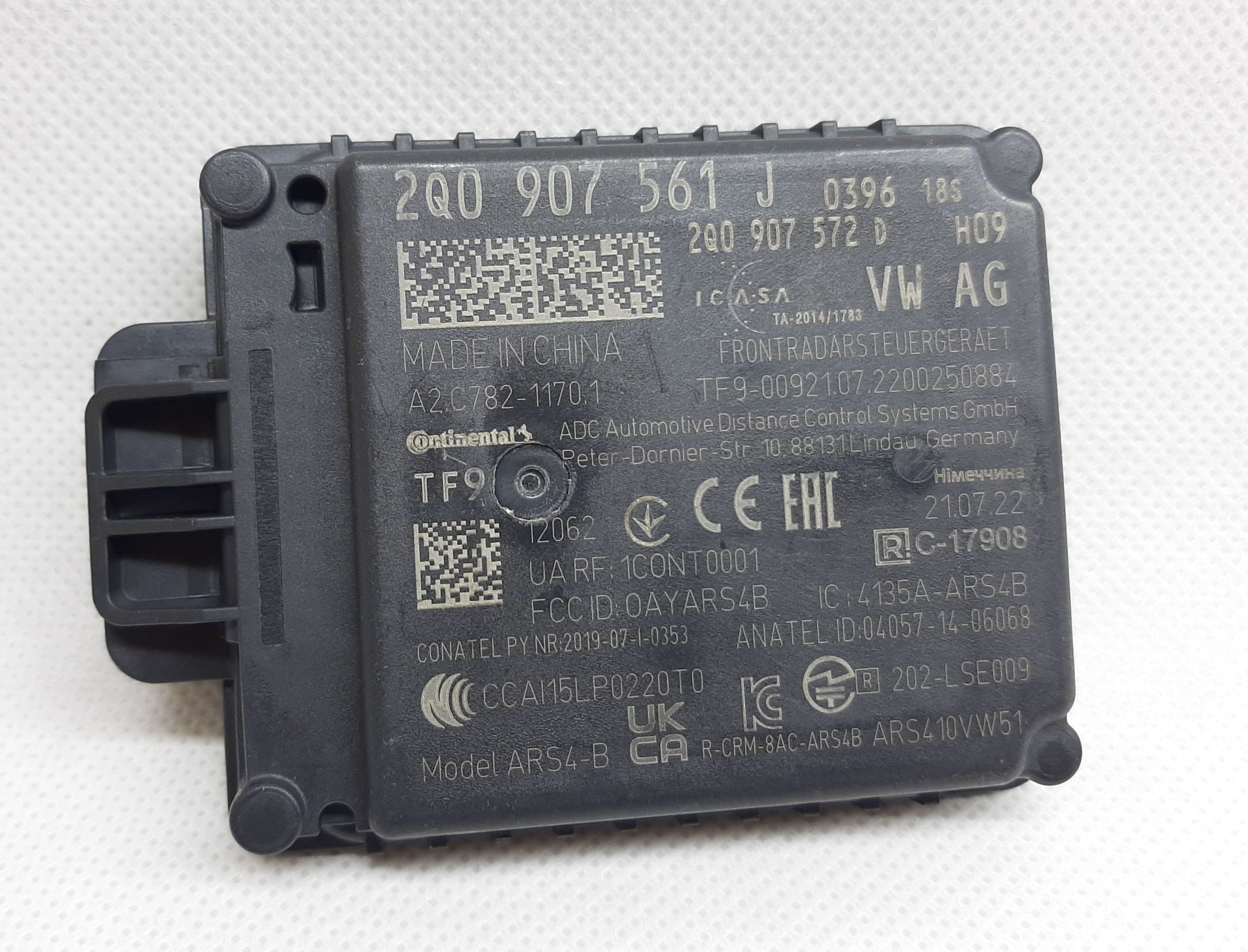 VW Skoda Seat Czujnik Radar ACC Sensor 2Q0907561J - obrazek 2
