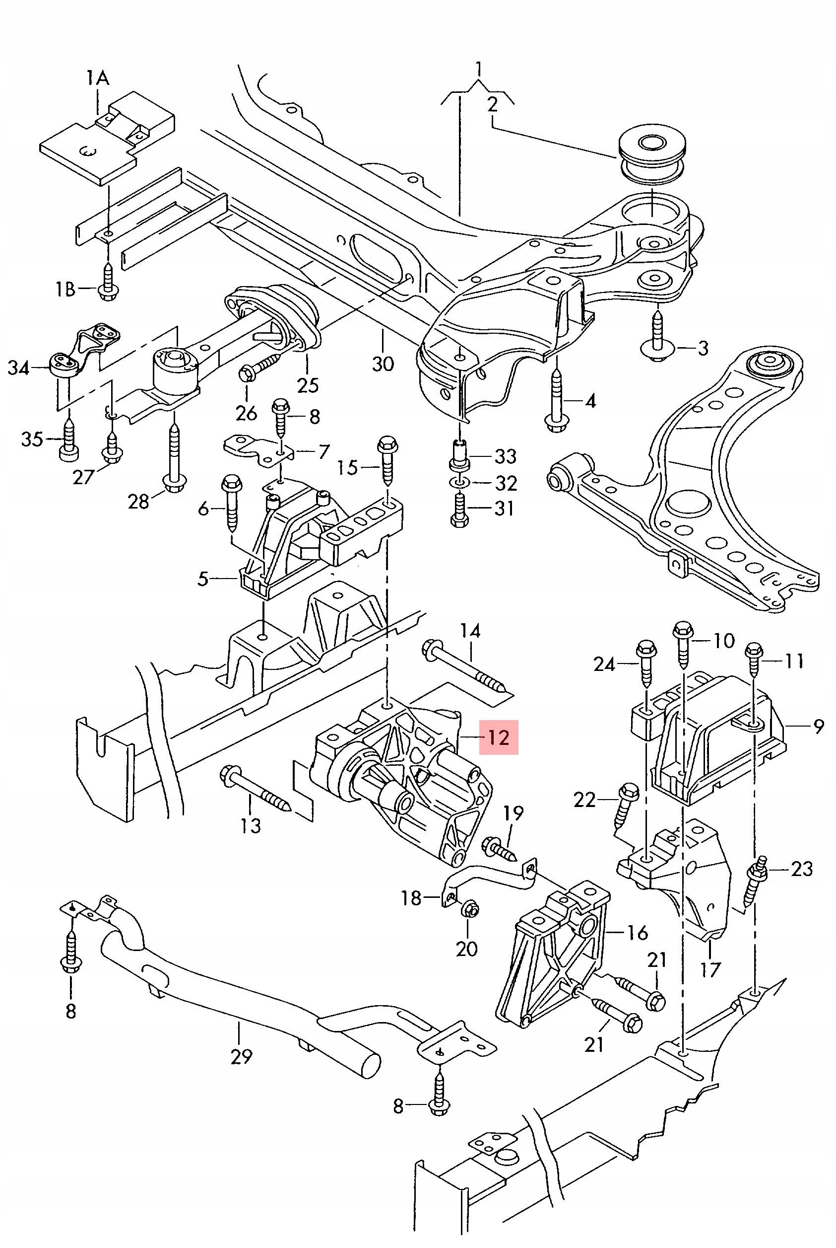 VW GOLF IV AUDI A3 8L 1.9 TDI ŁAPA MOCOWANIE SILNIKA 038199207AG - obrazek 2