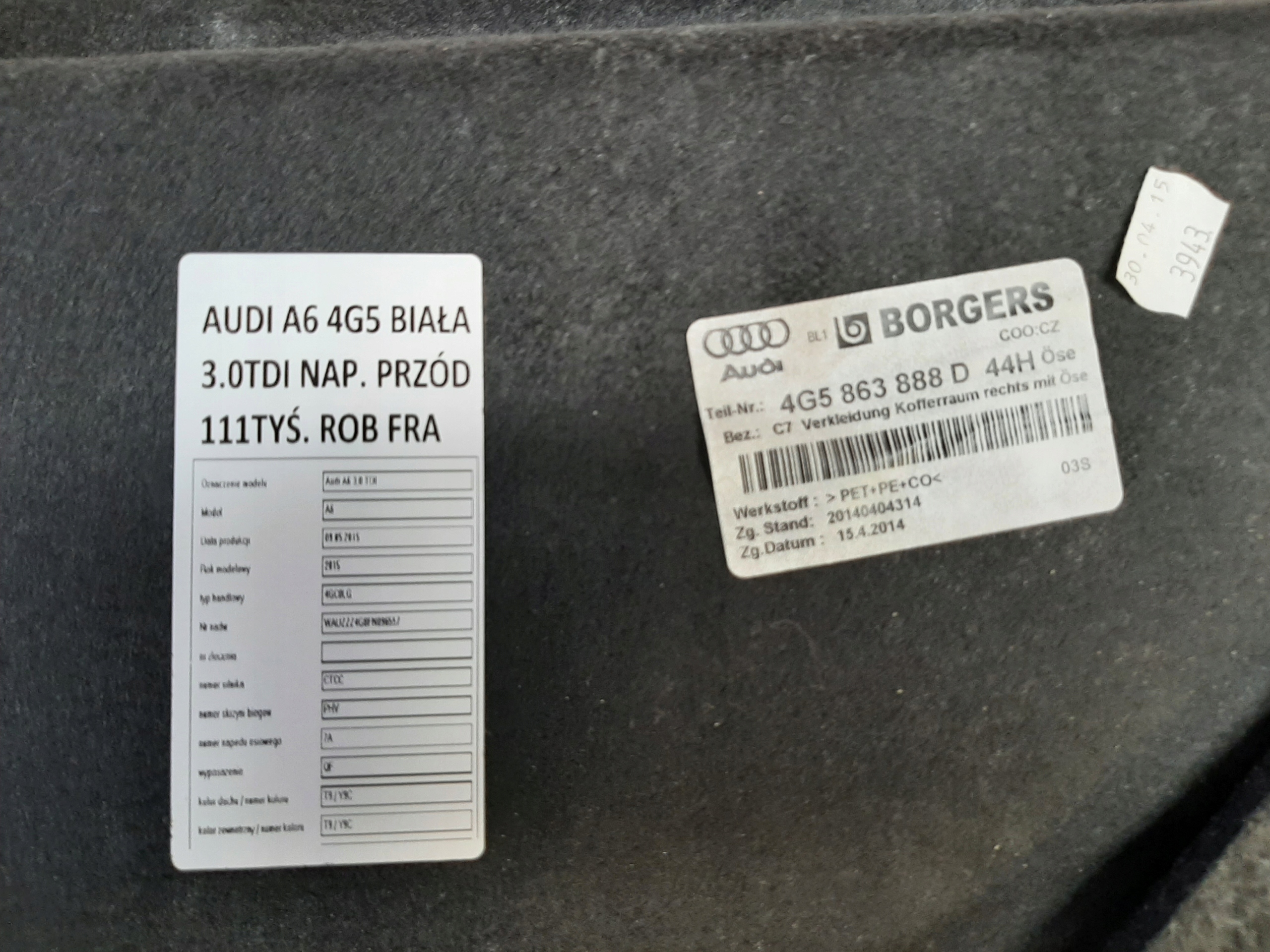 AUDI A6 C7 LIFT 2014- BOCZEK TAPICERKA BAGAŻNIKA PRAWY TYŁ 4G5863888D - obrazek 4