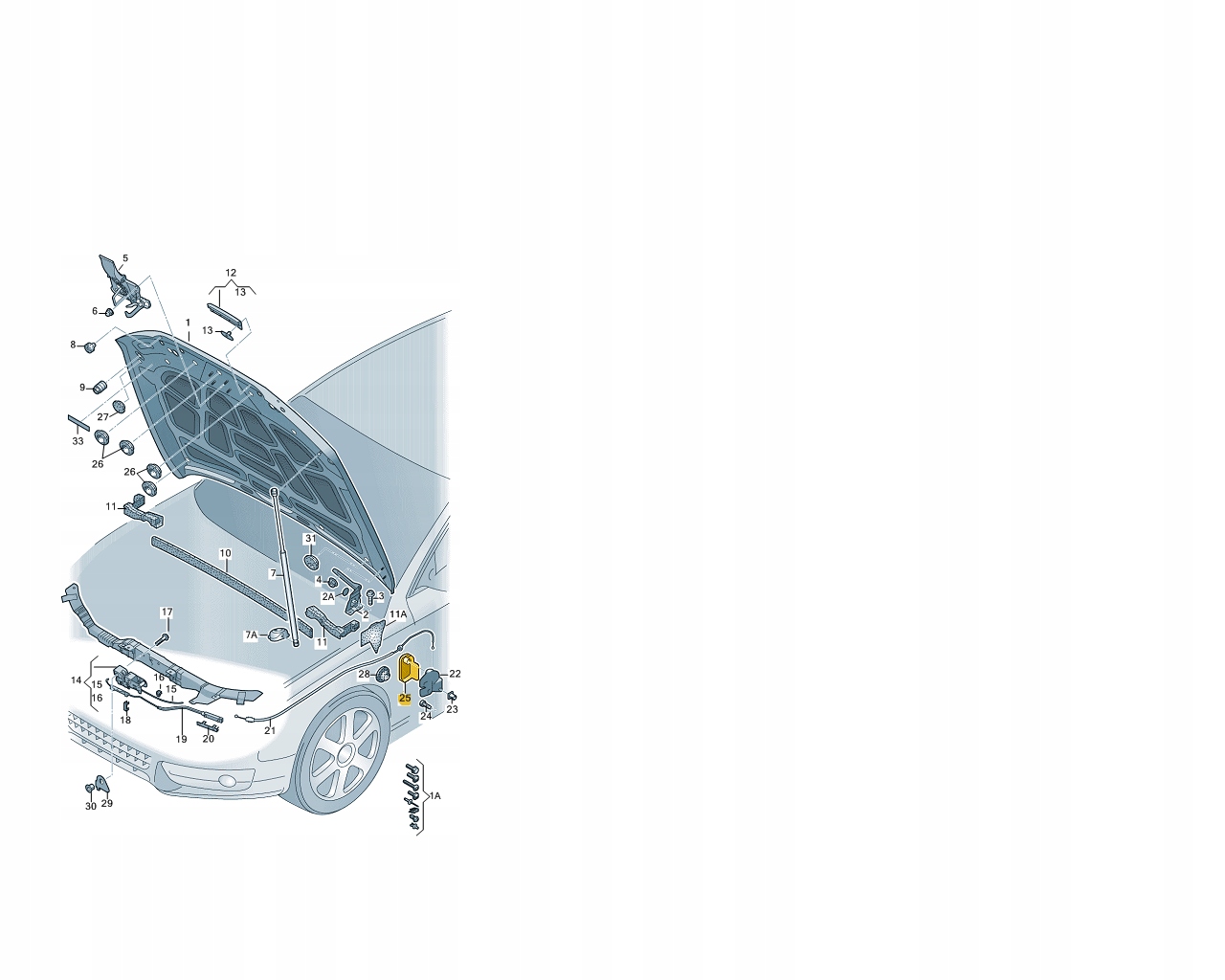 AUDI A5 B8 (2008-2015r.) Klamka otwierania pokrywy silnika 8T1823533 - obrazek 6
