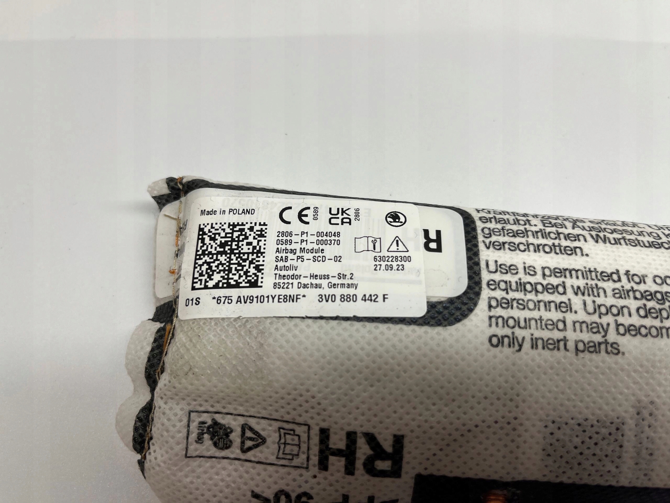 Skoda Superb (2015-2024) Airbag Poduszka Boczna Prawy Tył 3V0880442F - obrazek 3