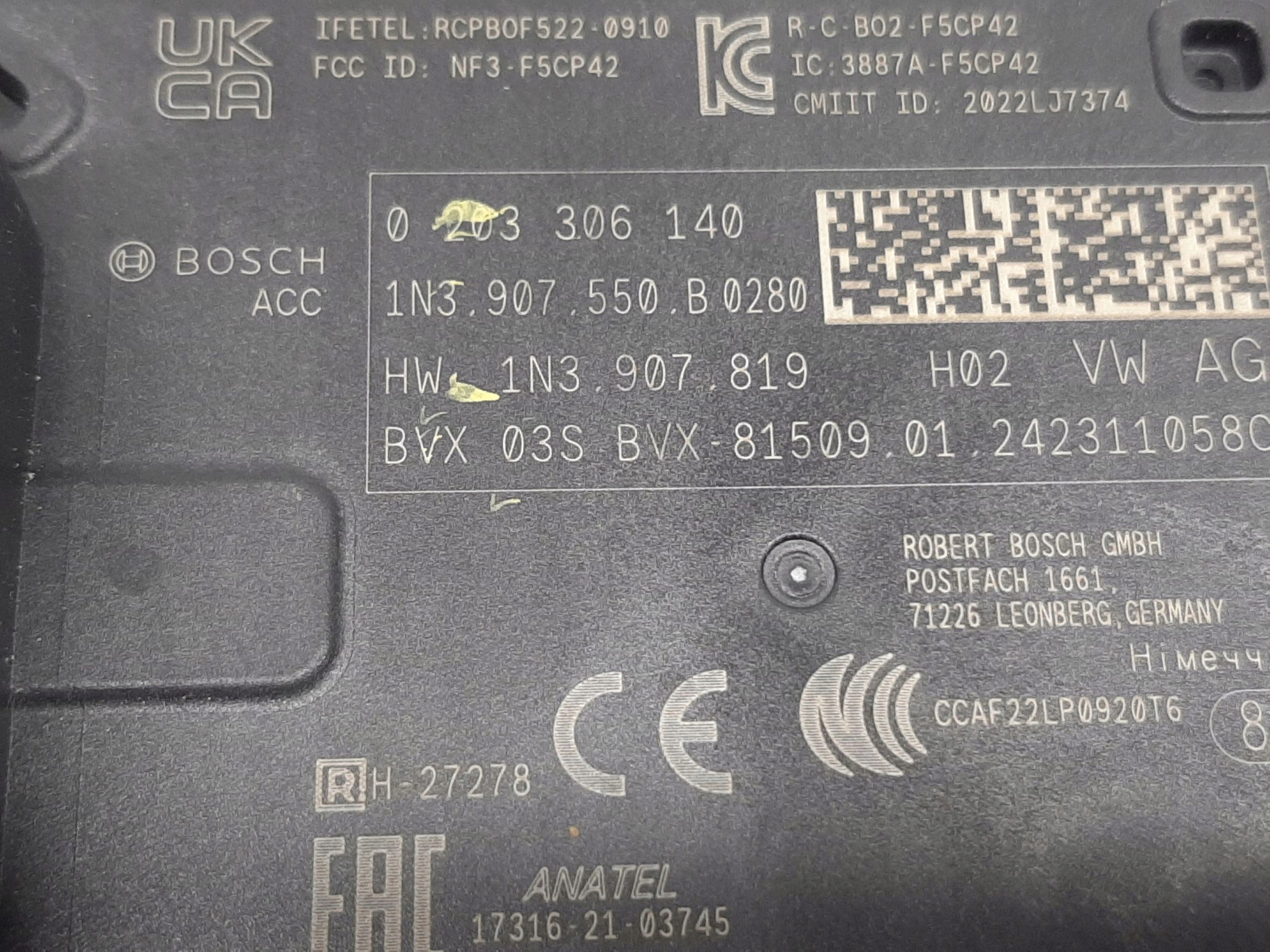 Skoda Kodiaq Superb (202->) Moduł Czujnik Radar Distronic ACC 1N3907550B - obrazek 2