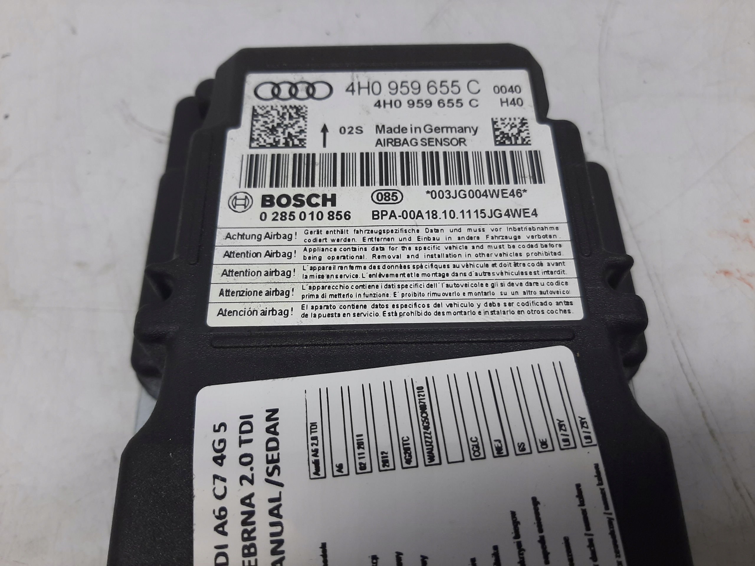 AUDI A6 C7 MODUŁ STEROWNIK SENSOR AIRBAG PODUSZEK POWIETRZNYCH 4H0959655C - obrazek 2