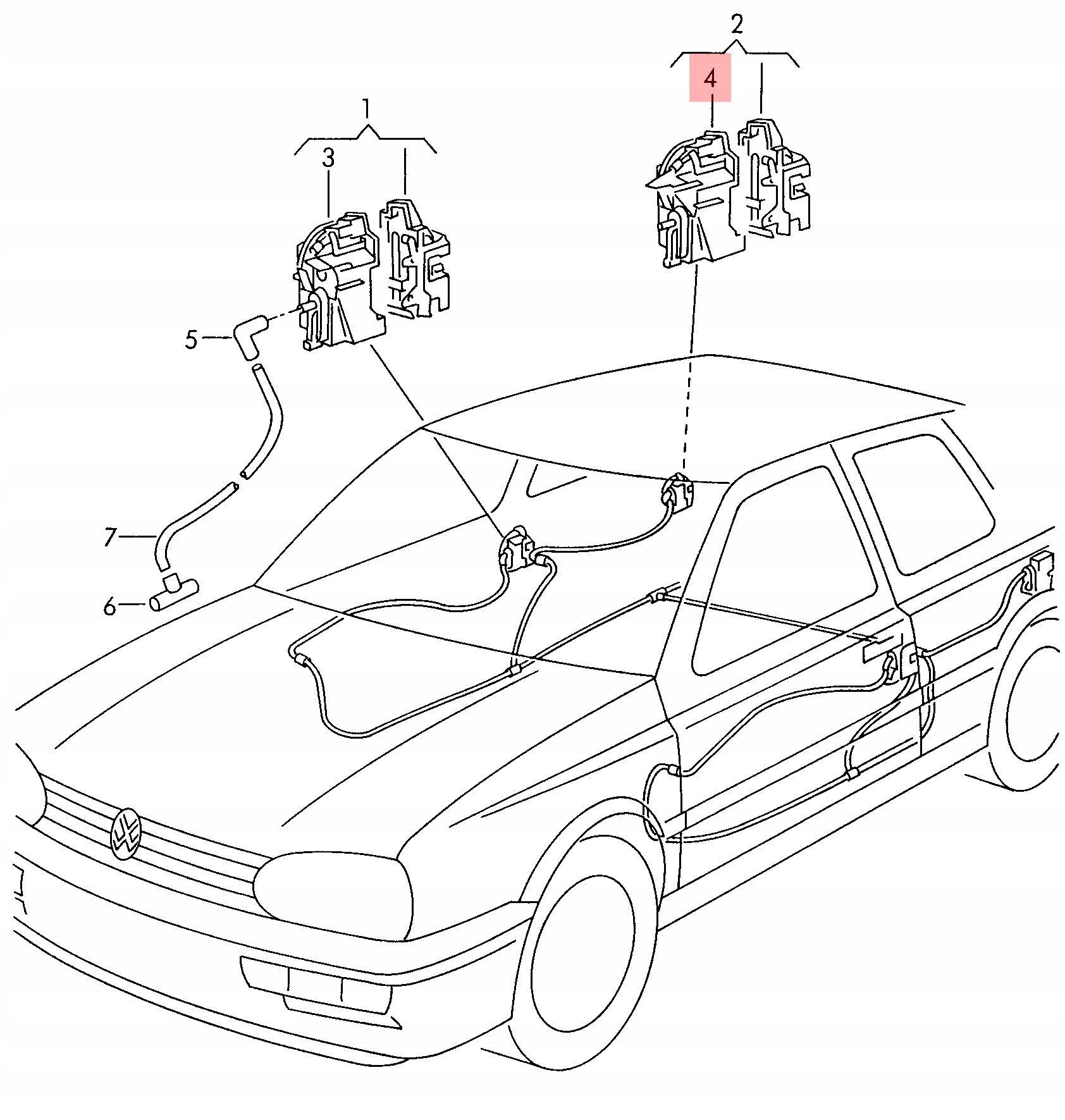 VW GOLF III ZAMEK DRZWI PRAWY TYŁ 1H4862154 1H4839016A - obrazek 2
