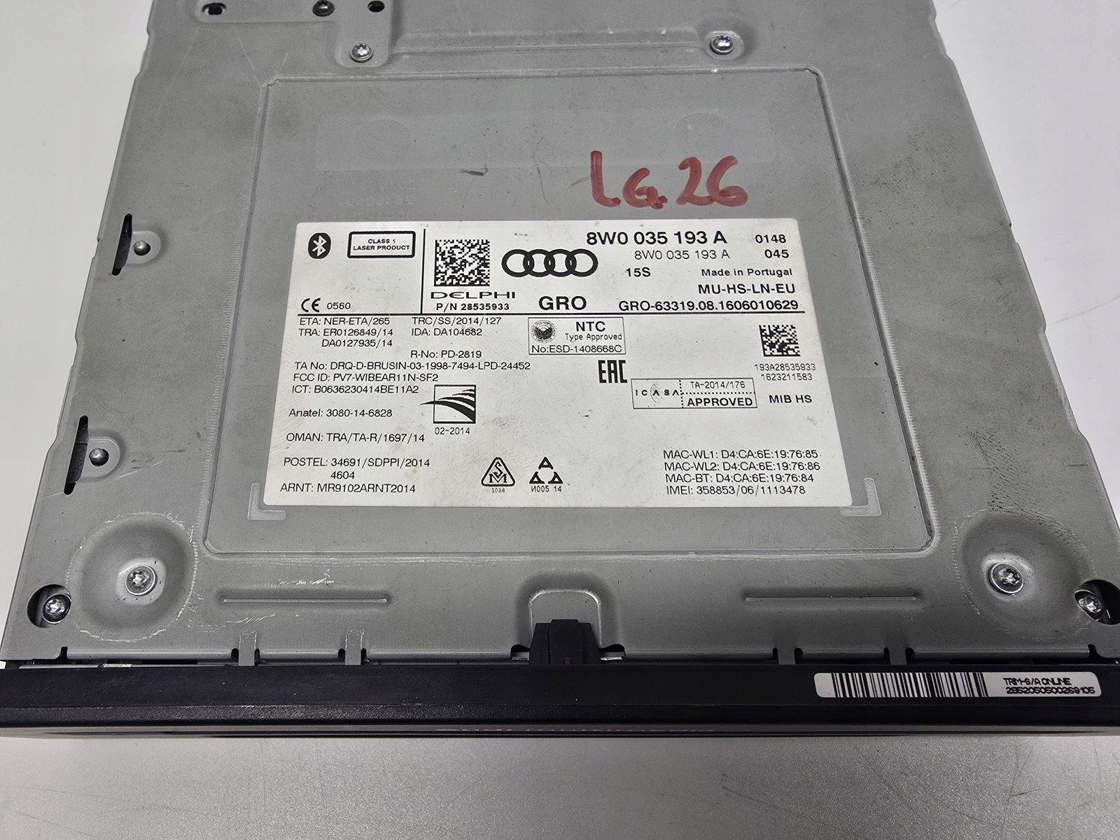 AUDI A4 B9 Q5 80A CZYTNIK NAWIGACJI 8W0035193A - obrazek 4