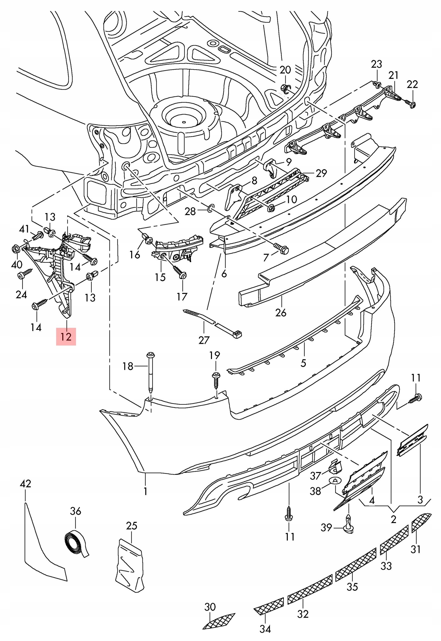AUDI A3 8P SPORTBACK ŚLIZG MOCOWANIE ZDERZAKA PRAWY TYŁ 8P4807378B - obrazek 2
