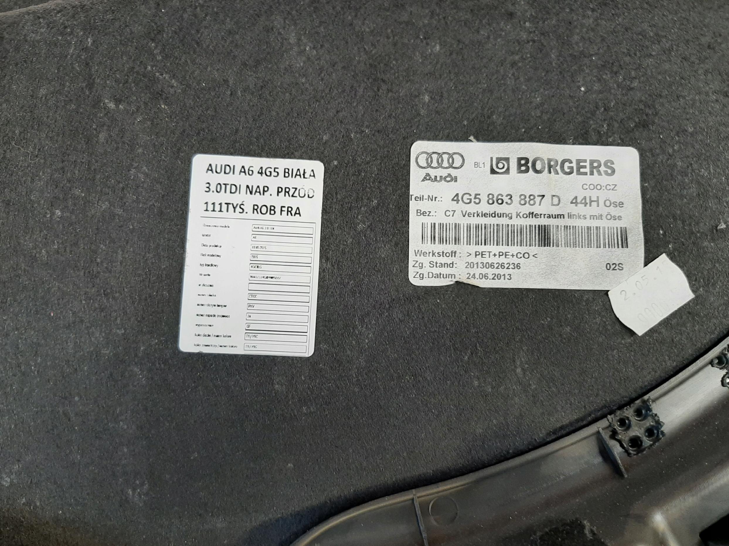 AUDI A6 C7 LIFT 2014- BOCZEK TAPICERKA BAGAŻNIKA LEWY TYŁ 4G5863887D - obrazek 3