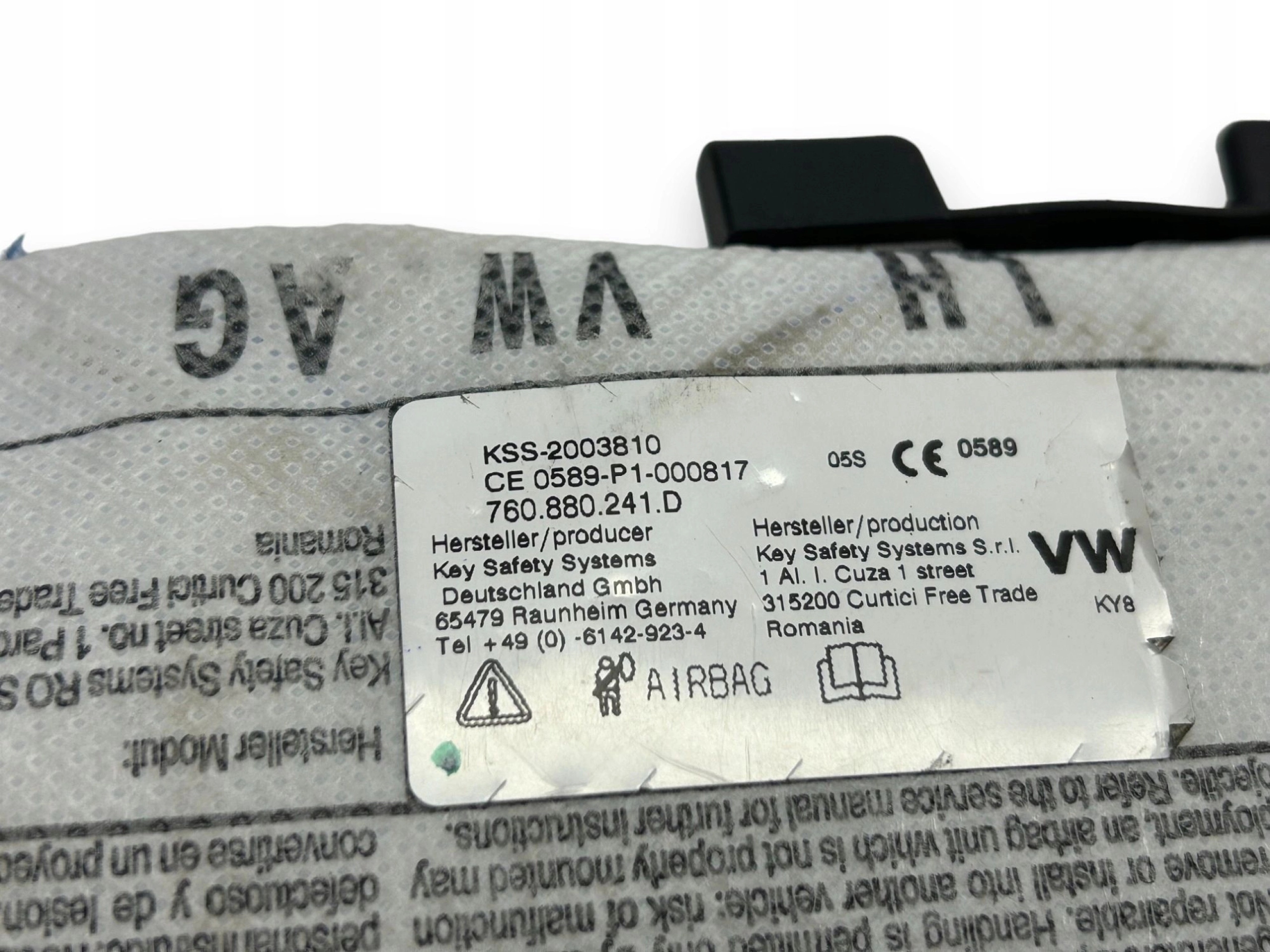 VW Tuareg Airbag Poduszka fotela Lewy Przód 760880241D - obrazek 2