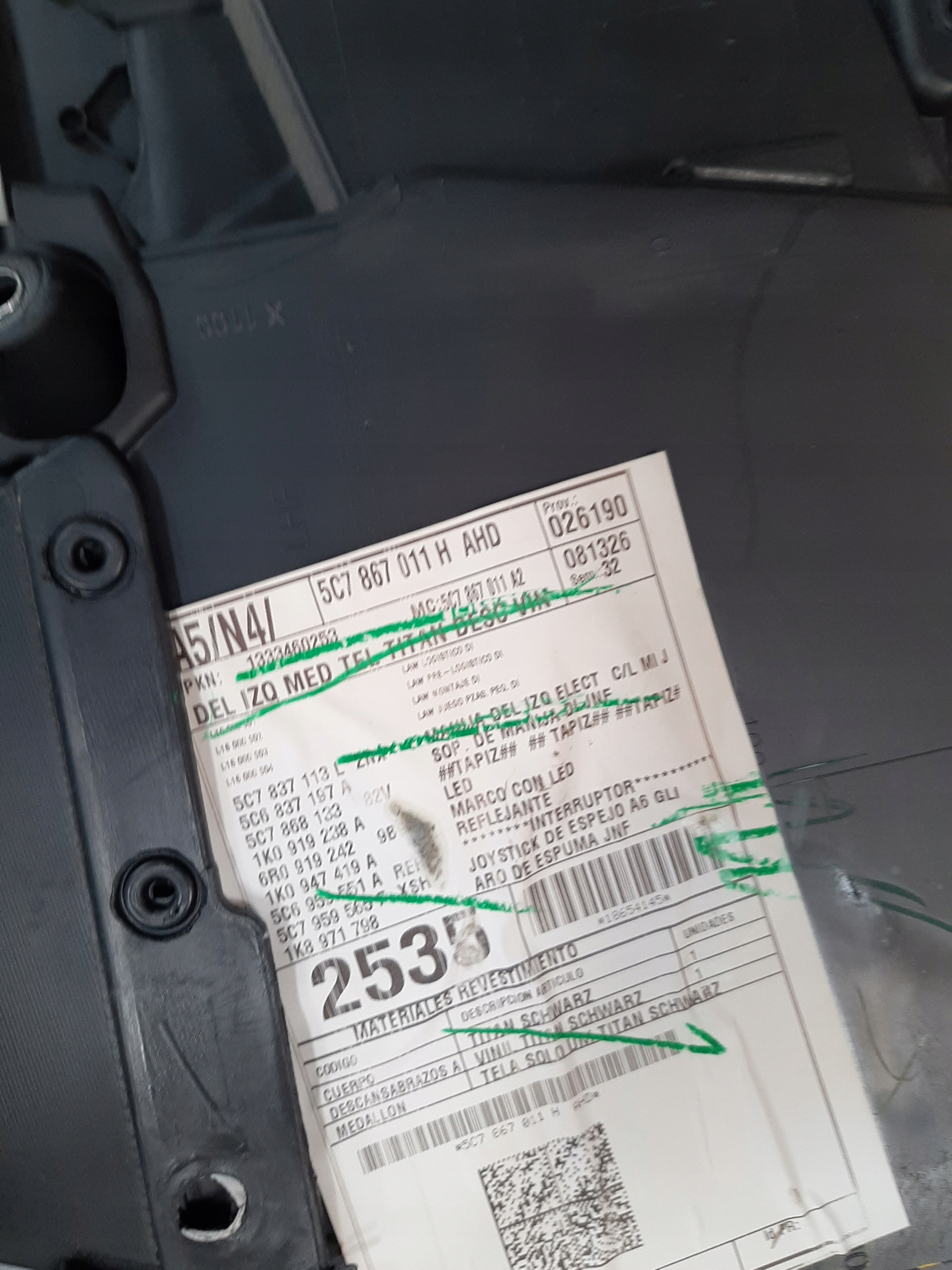 VW JETTA VI BOCZEK TAPICERKA DRZWI LEWY PRZÓD PRZEDNIE 5C7867011H - obrazek 4