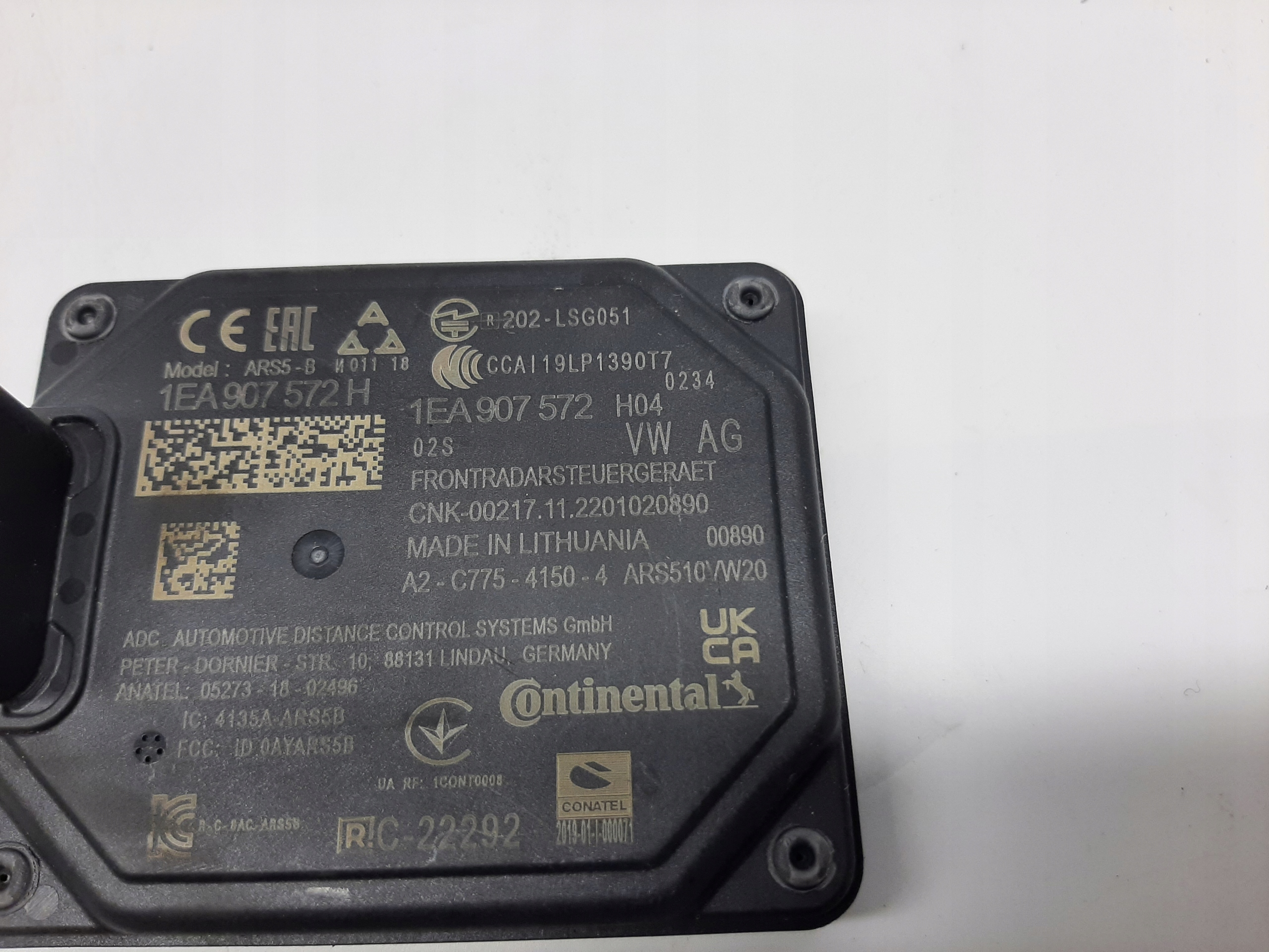 VW ID.4 2020- RADAR DISTRONIC PRZÓD 1EA907572 1EA907572H - obrazek 3